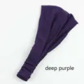 Solid color wide elastic hair band in deep purple, perfect for yoga, sports and daily wear. - Deep purple