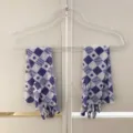 Manches de protection solaire a carreaux violet gants de soie glacee elegants ete - 48x7cm / Cœur Pourpre