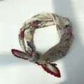 Pleated floral silk-like small square scarf, chic fashion neckerchief for women and girls. - Burgundy / 70x70cm