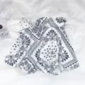Summer sun protection face mask with Japanese paisley floral print, anti-UV neck guard for cycling. - Black Maze Pattern