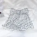 Summer sun protection face mask with black polka dots, ear hanging neck guard outdoor cycling. - Black Polka Dot