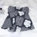 Sun protection face mask with houndstooth and floral pattern for outdoor cycling UV defense - Black Camellia