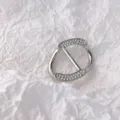 Silberner Strass Seidentuchring Metall geometrische Schnalle fuer Kleidung Ecke Clip Zubehör. - Gedrehte Rechteckschnalle Silber für große Tücher