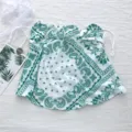 Summer sun protection face mask green paisley pattern breathable hanging ear neck gaiter - Cashew