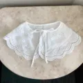 Weißer spitzen falscher kragen vintage blumen bestickter eleganter fake kragen cape für frauen - Doppelschichtiger Stil A (Große Größe)