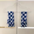 Blue and white checkered sun protection sleeves with gloves, mesh cooling sleeves for girls. - Blue White Checkerboard Style / Checkered Blue
