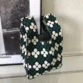 Gestrickte florale Handtasche, vintage japanischer Stil, grün-weiße gewebte Damentasche. - Hyuna-Grün