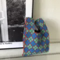 Modische Damen Stricktasche mit Blumenmuster lässige Handtasche Schultertasche neu - Handtasche Stil / Blau