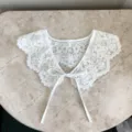 Weisser Spitzen Ersatzkragen vintage Blumenstickerei Capelet elegant Hemd Zubehoer neu - JW Buchstabener Stil