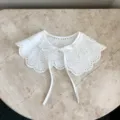 Weißer spitzen falscher kragen abnehmbar blumen bestickt vintage hemd zubehör für frauen - Blumenmuster (Kleine Größe)