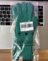 Solid green knitted gloves for winter warmth, soft wool texture, comfortable daily couple wear. - 27x10cm / Green