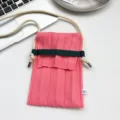 Koreanischer Stil Mini Strick Handy Tasche Kanten Schulter Umhängetasche für Damen und Herren - Rosa
