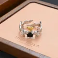 Vintage silver crown wings ring with black stone, detailed retro design for women and girls. - Black Gemstone Crown Wing Style (JZ0215)