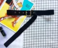 Black velvet wide belt with gold square buckle stylish women dress sweater decorative waist band - Black