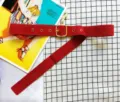 Red velvet belt for women wide waist cincher vintage metal buckle stylish dress accessory - Red