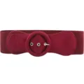 Wine Red Elastic Waist Belt, Women Suede Wide Dress Belt with Round Buckle for Sweater - Burgundy