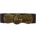 Leopard print elastic waist belt for women, wide stretch cinch belt with round buckle. - Leopard Print