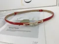 Elegant red thin faux leather belt with sparkling rhinestone flower buckle for women dress. - Rhinestone Floral Red
