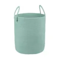 Détails du panier de rangement en corde de coton vert menthe, corbeille à linge tressée. - 33*46 cm / Vert clair