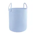 Panier à linge tissé en corde de coton bleu clair boîte de rangement avec poignées. - 33*46 cm / Bleu clair