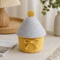 Panier de rangement tissé en corde de coton avec couvercle pour la jolie décoration. - Couvercle Gris Clair Base Gingembre