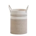 Panier à linge en corde de coton tissé avec poignées robustes, idéal pour le rangement. - 33*46 cm / Blanc Et Bois Naturel Entrelacé