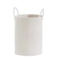 Panier à linge en corde de coton blanc avec poignées robustes pour le rangement maison. - 33*46 cm / Blanc
