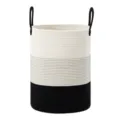 Panier de rangement en corde de coton tissé noir et blanc avec poignées solides. - 33*46 cm / Bloc de couleurs noir, blanc et gris