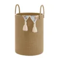 Panier à linge en corde de coton tissée avec poignées robustes et pompons pour rangement. - 33*46 cm / Kaki