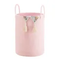 Panier de rangement en corde de coton rose corbeille à linge avec poignées et pompons. - 33*46 cm / Rose