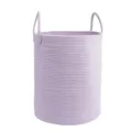 Panier a linge en corde de coton mauve avec poignees pour ranger vetements et jouets maison. - 33*46 cm / Mauve Clair