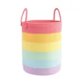 Panier de rangement en corde de coton arc-en-ciel bac a linge avec poignees pour vetements jouets - 33*46 cm / Arc-en-ciel