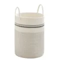 Panier à linge en corde de coton tissé avec poignées pour vêtements et jouets de rangement - 33*46 cm / Motif géométrique Crème/Noir