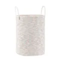 Panier a linge en corde de coton conteneur de rangement tisse avec poignees multicolore. - 33*46 cm / Blanc avec des accents multicolores