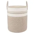 Nordic cotton rope laundry basket woven storage hamper for toys and home organization - 38*50 / White Spliced Striped Floral Brown