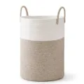 Nordic woven cotton rope laundry basket storage hamper, white and beige two-tone variant. - 38*50 / White and Brown