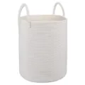 White Woven Cotton Rope Laundry Basket Storage Bin with Handles Toy and Clothes Organizer - 38*50 / White