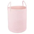 Pink cotton rope laundry basket storage bin with sturdy handles for home toy organization. - 38*50 / Pink