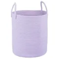 Lavender purple cotton rope woven storage basket with dual handles, practical laundry organizer. - 38*50 / Purple