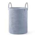 Light blue cotton rope laundry basket with dual handles for home toy and clothes storage. - 38*50 / Blue