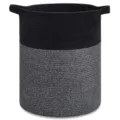 Panier de rangement en corde de coton corbeille a linge grand modele vue principale - 40x55cm / Noir et Blanc Bicolore