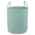 Mint Green Cotton Rope Laundry Basket Woven Storage Bin with Handles for Toys and Clothes - 38*50 / Green