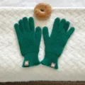 Guantes de punto verdes para mujer, guantes de invierno cálidos de cinco dedos táctiles. - 24x12cm-S406C / Verde