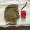 Brown knitted balaclava winter warm hood for women casual daily wear stylish accessory. - 24x31cm / Dark Khaki