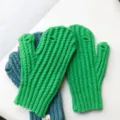 Gebreide converteerbare vingervrije wanten effen kleur warme winterhandschoenen. - W411 / Groen