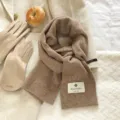 Cozy brown wool winter scarf, soft solid color warm neck wrap for men and women daily wear. - Mocha