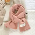 Cozy pink knitted wool scarf detail view, soft solid color winter warm neck warmer for daily wear. - Pink