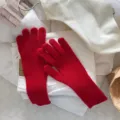 Cozy winter touchscreen knit gloves in vibrant red, warm wool material for cold weather. - One Size / Red