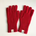 Gemütliche rote Strickhandschuhe für den Winter, warme Fünffinger-Thermomodeaccessoires. - 10x24cm / Rot