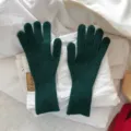 Guantes de punto verde oscuro para mujer invierno cálido lana guantes táctiles elegantes - Talla única / Verde